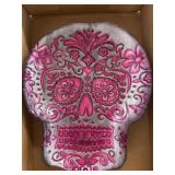 Metal Skull-Shaped Bowl with Pink Embossed Design