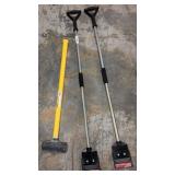 Sledgehammer and Two Warner Heavy-Duty Scrapers