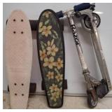 Razor Scooter and Kryptonics Skateboards Lot