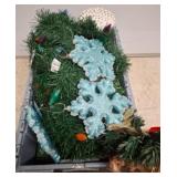 Plastic Bin With Holiday Decor and Lights