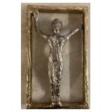 Cast Metal Figure in Rectangular Frame