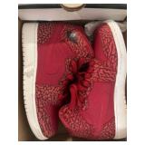 Air Jordan Retro High Sneakers, Red Pattern Design