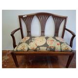 Mahogany Bench with Upholstered Seat