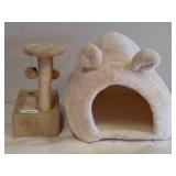 Pet Bed with Scratching Post and Toys