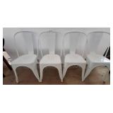Four White Metal Dining Chairs