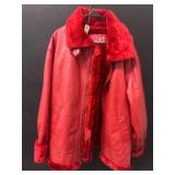 Hind Red Leather Jacket with Faux Fur Lining