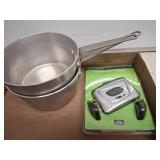 Durabrand Cassette Player & Aluminum Saucepans