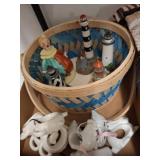 Basket with Figurines and Ceramic Napkin Rings