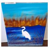 Acrylic Painting of Heron by Local Artist