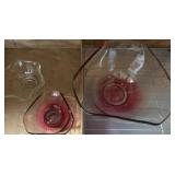 Three Glass Bowls with Red Accents