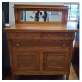 Oak Sideboard with Mirror and Storage