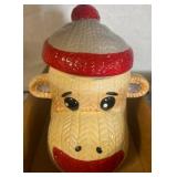 Sock Monkey Ceramic Cookie Jar With Lid