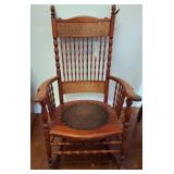 Wood Rocking Chair with Leather Seat