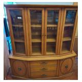 Wood China Cabinet with Glass Doors and Shelves