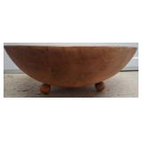 Hand-Turned Wooden Bowl With Tripod Base
