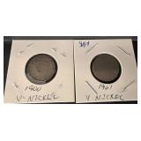 1900 and 1901 Liberty Head 'V' Nickels