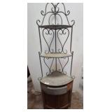 Corner Baker's Rack With Metal And Wood Design