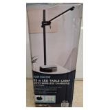 22-Inch LED Table Lamp, Wireless Charging, Black