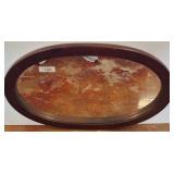 Oval Wood-Framed Wall Mirror