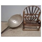 Rustic Twig Chair and Wear-Ever Aluminum Strainer