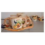 Vegetable Motif Ceramic Tea Set With Tray