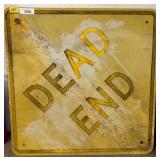 Yellow Metal Dead End Road Sign