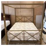 Queen-Sized Metal Canopy Bed Frame with Mattress