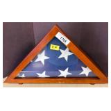 Triangle Wooden Flag Display Case With Flag