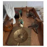 Decorative Items Including Ducks and Hand Display