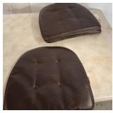 Four Brown Faux Leather Seat Cushions
