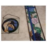 Two Stained Glass Hanging Panels