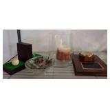Group Lot With Clock, Vase, Mirror, and Decor