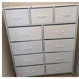 White Drawer Unit With Fabric Bins