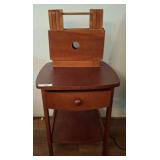 Wood Side Table with Drawer and Removable Rack
