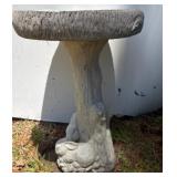 Concrete Bird Bath With Rabbit Motif Base