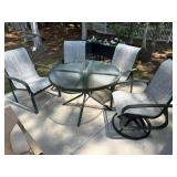 Outdoor Patio Dining Set with Glass Tabletop