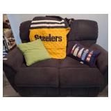Brown Upholstered Reclining Loveseat, 60in Width