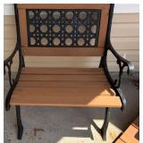 Wood and Cast Iron Patio Bench, 24in