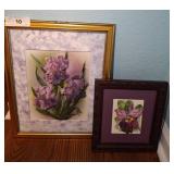 Two Framed Floral Artworks, Mixed Media