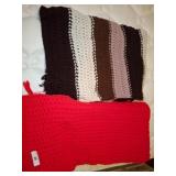 Crocheted Multicolor and Red Yarn Throws/ blankets