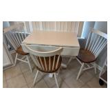 White Drop-Leaf Table with Three Chairs