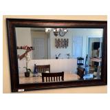 Rectangular Wall Mirror with Dark Wood Frame