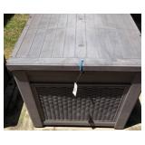Gray Outdoor Storage Box with Wicker-Style Panels