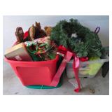 Two Bins of Assorted Seasonal Decorations