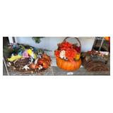 Fall-Themed Decorative Wreaths and Basket
