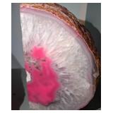 Pink and White Polished Geode Halves