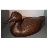 Hand-Carved Wooden Duck Decoy Sculpture