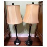 Black Table Lamps with Beige Shades