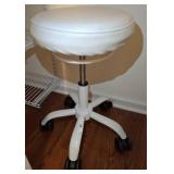 White Adjustable Rolling Stool