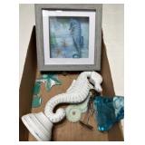 Coastal Decor Lot with Seahorse Art and Accents
